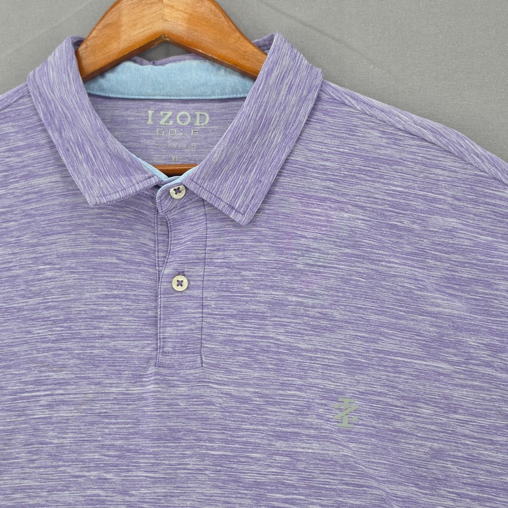 IZOD Golf Mens XL Purple Heathered Space Dye Stretch Performance Polo Shirt
